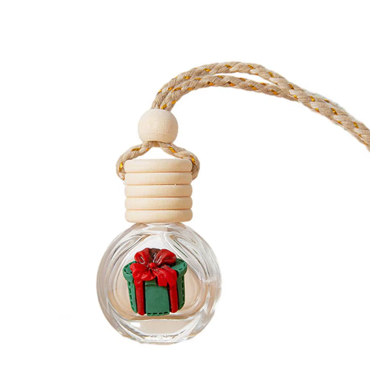 Mini Air Freshener Bottle Christmas Car Perfume Bottle Decoration Festive Wood Lid Cute Santa Snowman Tree Elk Design Glass