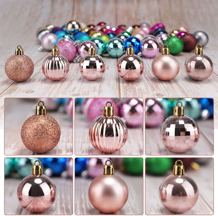 Christmas Balls Ornaments for Xmas Tree, 36Ct Plastic Shatterproof Baubles Colored and Glitter Christmas Party Decoration 1.6Inch Set