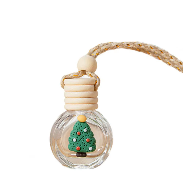 Mini Air Freshener Bottle Christmas Car Perfume Bottle Decoration Festive Wood Lid Cute Santa Snowman Tree Elk Design Glass