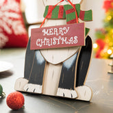 Christmas Boston Terrier Table Decoration 16 Inches Wooden Dog Tabletop Ornament for Christmas Farmhouse Boston Terrier Home Decor Rustic Xmas Desk Decoration