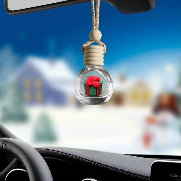 Mini Air Freshener Bottle Christmas Car Perfume Bottle Decoration Festive Wood Lid Cute Santa Snowman Tree Elk Design Glass