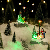 Christmas Village Set: 2-Piece Snowman & Santa LED Tabletop Decor