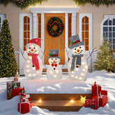 3-Piece Glowing Snowman Family Outdoor Decor Set - 48" Light-Up Christmas Yard Decorations with Stakes (Weatherproof LED Holiday Display)