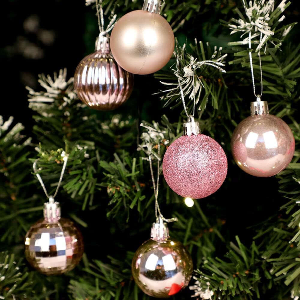 Christmas Balls Ornaments for Xmas Tree, 36Ct Plastic Shatterproof Baubles Colored and Glitter Christmas Party Decoration 1.6Inch Set