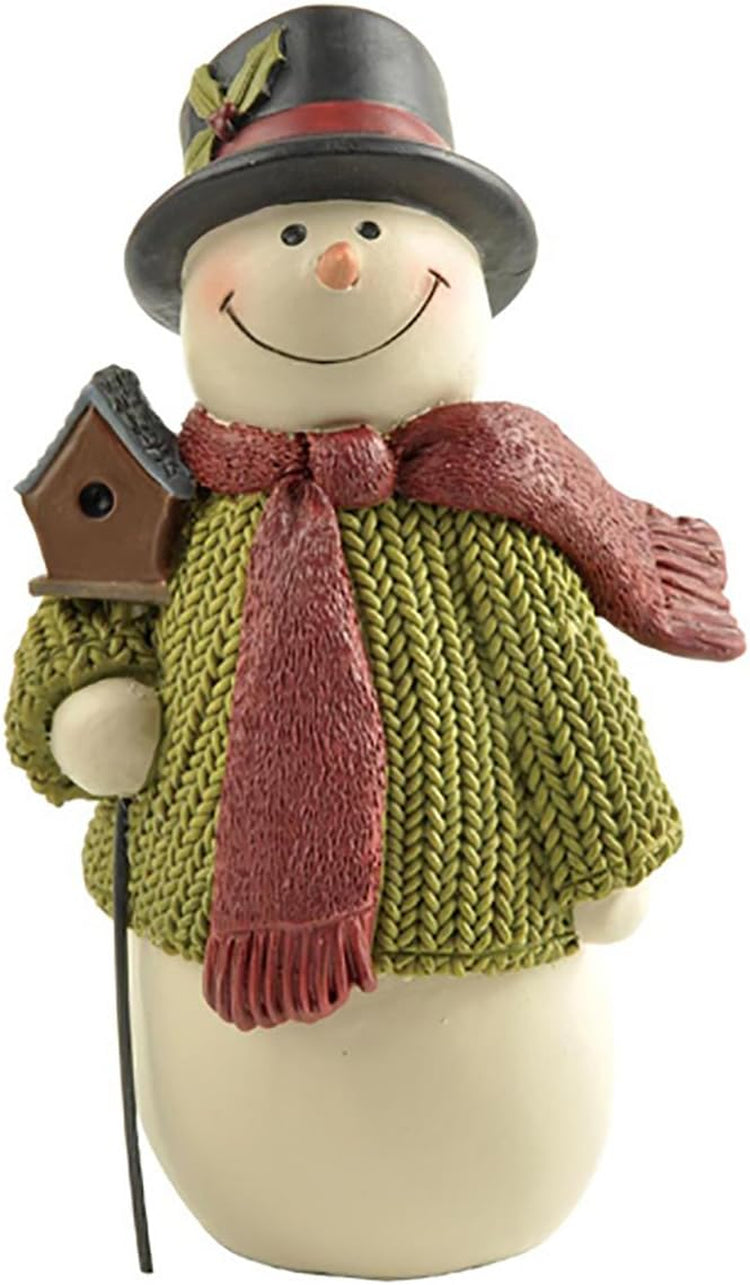 4.25" H Smiling Resin Snowman with Birds&