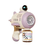 Purple Bubble Machine for Children Automatic Bazooka Bubble with Light Bubble Blower for Kids Soap Bubble Outdoor Toysspaceman