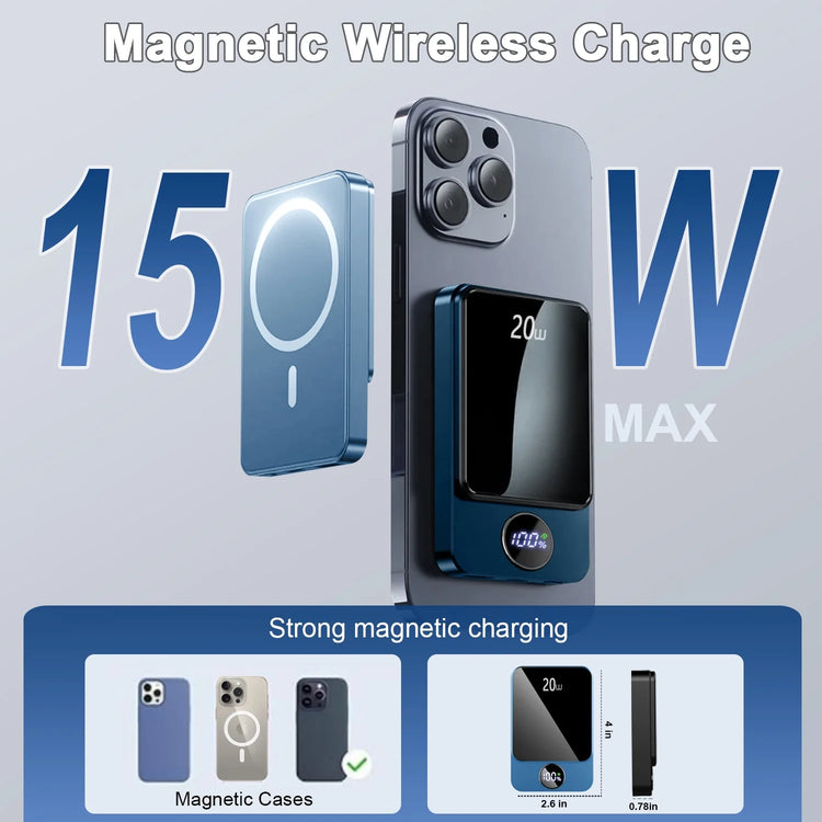 Magnetic Wireless Portable Charger, 10000Mah Power Bank with Pd20W Fast Charging, USB C In&Out Battery Pack, Compatible with Mag-Safe for Iphone 17/16/15/14/13 Series, Samsung, Android, and More