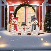 3-Piece Glowing Snowman Family Outdoor Decor Set - 48" Light-Up Christmas Yard Decorations with Stakes (Weatherproof LED Holiday Display)
