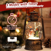Illuminated Snowman Musical Snow Globe Lantern with Timer for Holiday Decor