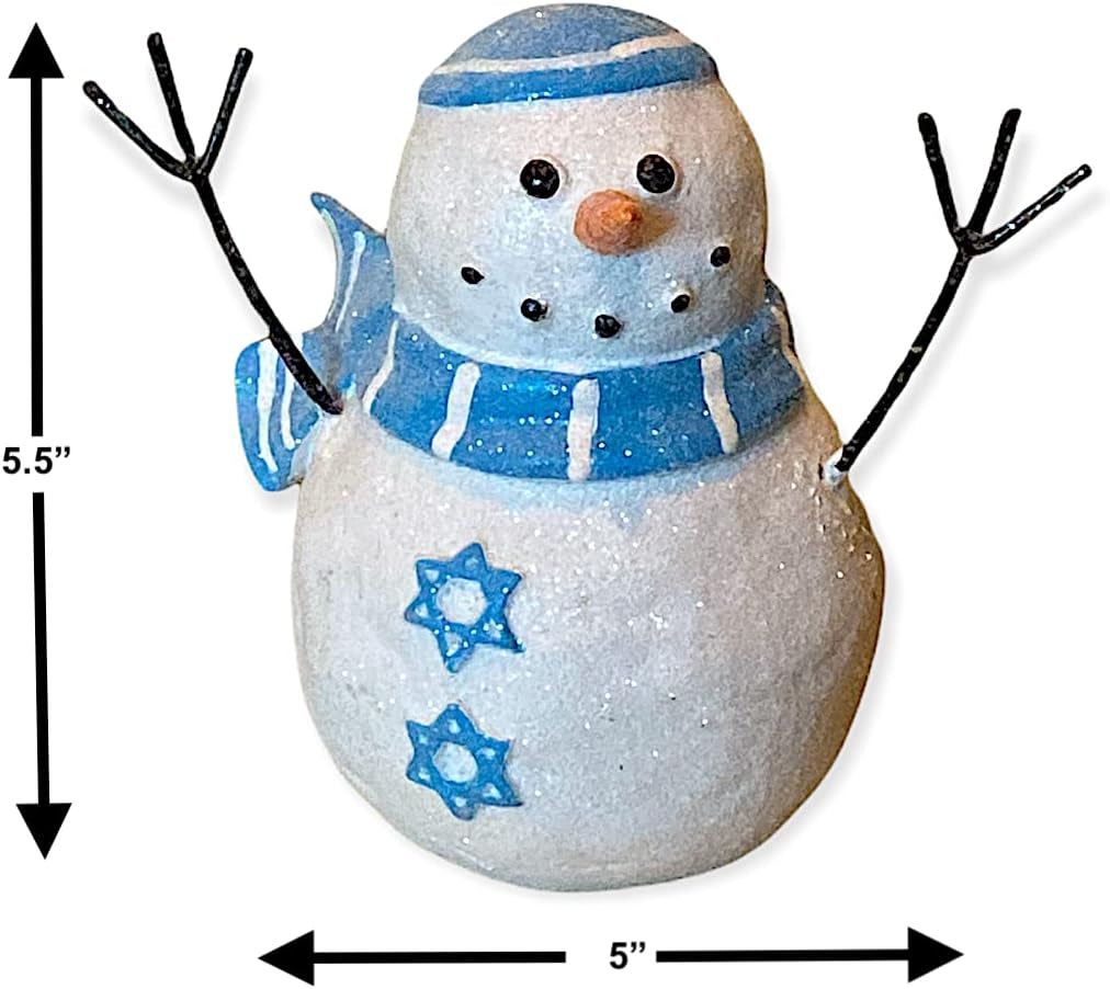 Hanukkah Snowman Figurine – Jewish Winter Decor
