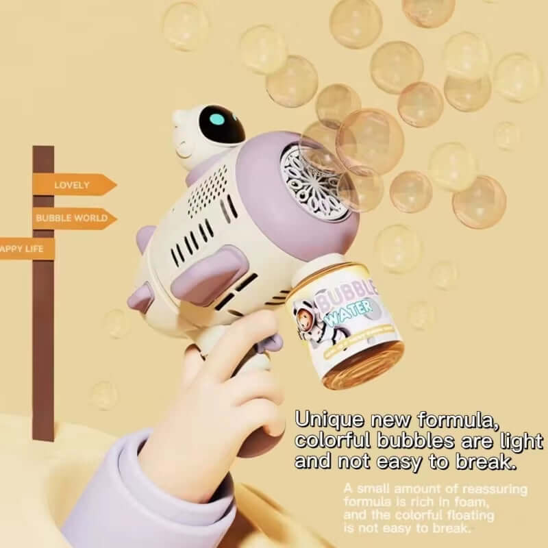 Purple Bubble Machine for Children Automatic Bazooka Bubble with Light Bubble Blower for Kids Soap Bubble Outdoor Toysspaceman