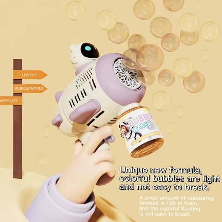 Purple Bubble Machine for Children Automatic Bazooka Bubble with Light Bubble Blower for Kids Soap Bubble Outdoor Toysspaceman