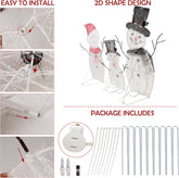 Pre-Lit Collapsible Snowman Family with 60 Lights for Outdoor Christmas Decor