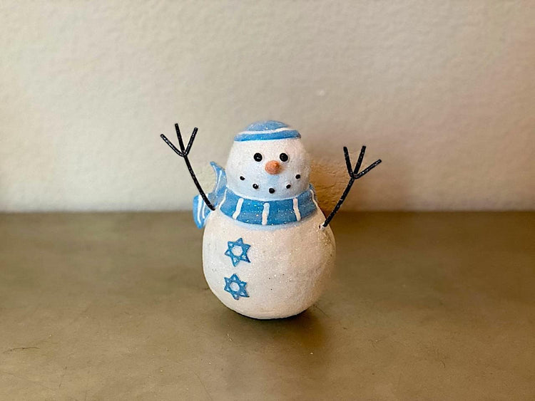 Hanukkah Snowman Figurine – Jewish Winter Decor