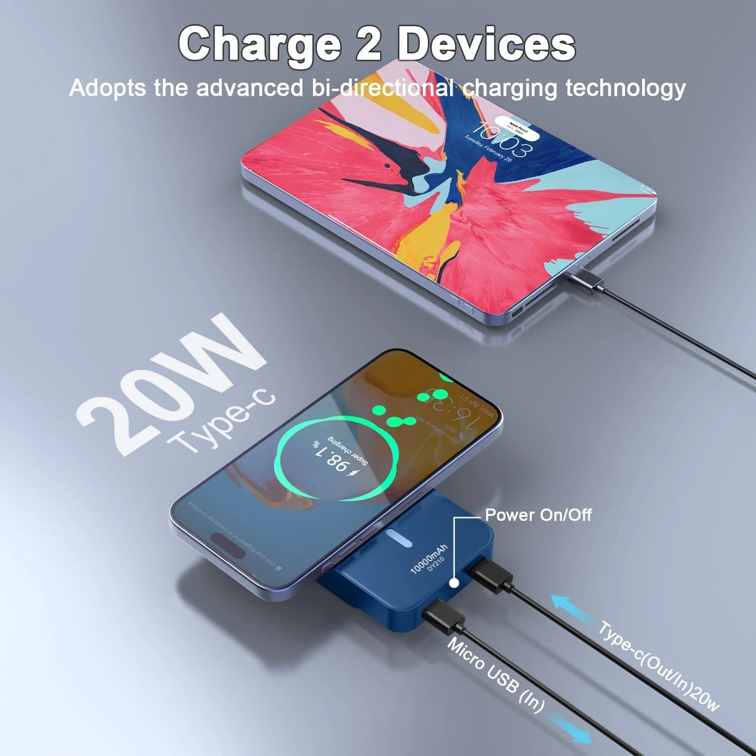 Magnetic Wireless Portable Charger, 10000Mah Power Bank with Pd20W Fast Charging, USB C In&Out Battery Pack, Compatible with Mag-Safe for Iphone 16/15/14/13/12 Series, Samsung, Android, and More