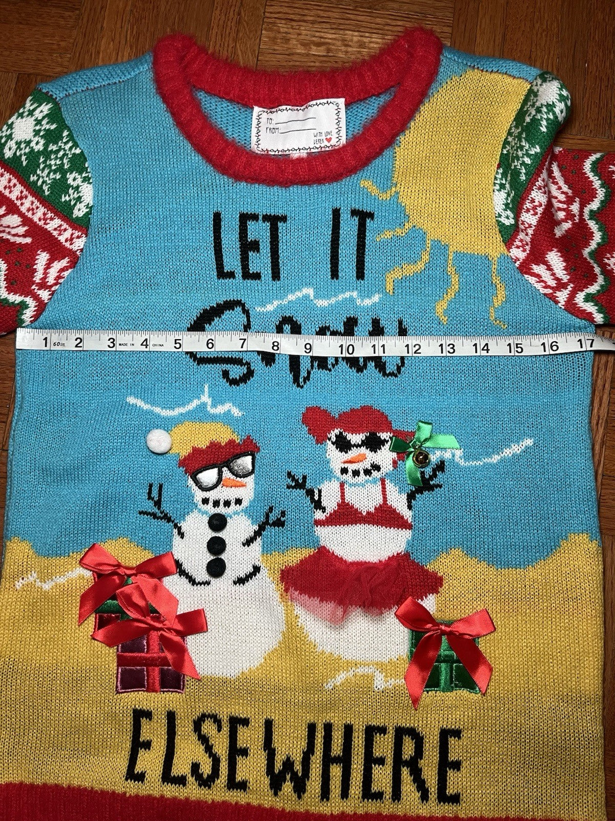 Ugly Christmas Sweater Snowman at the Beach Sz Medium NWT