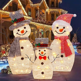 Pre-Lit Collapsible Snowman Family with 60 Lights for Outdoor Christmas Decor