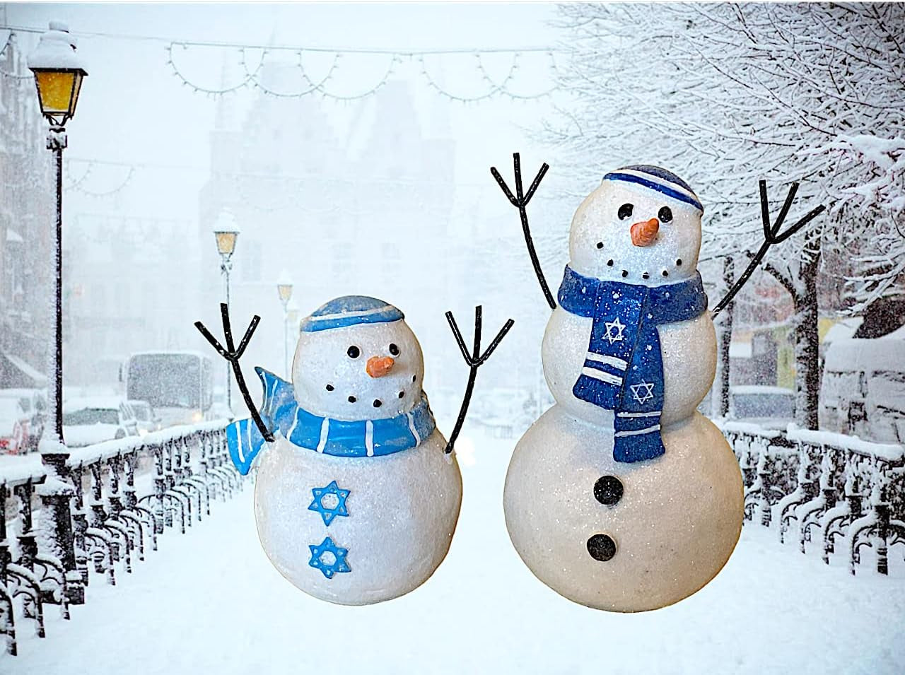 Hanukkah Snowman Figurine – Jewish Winter Decor