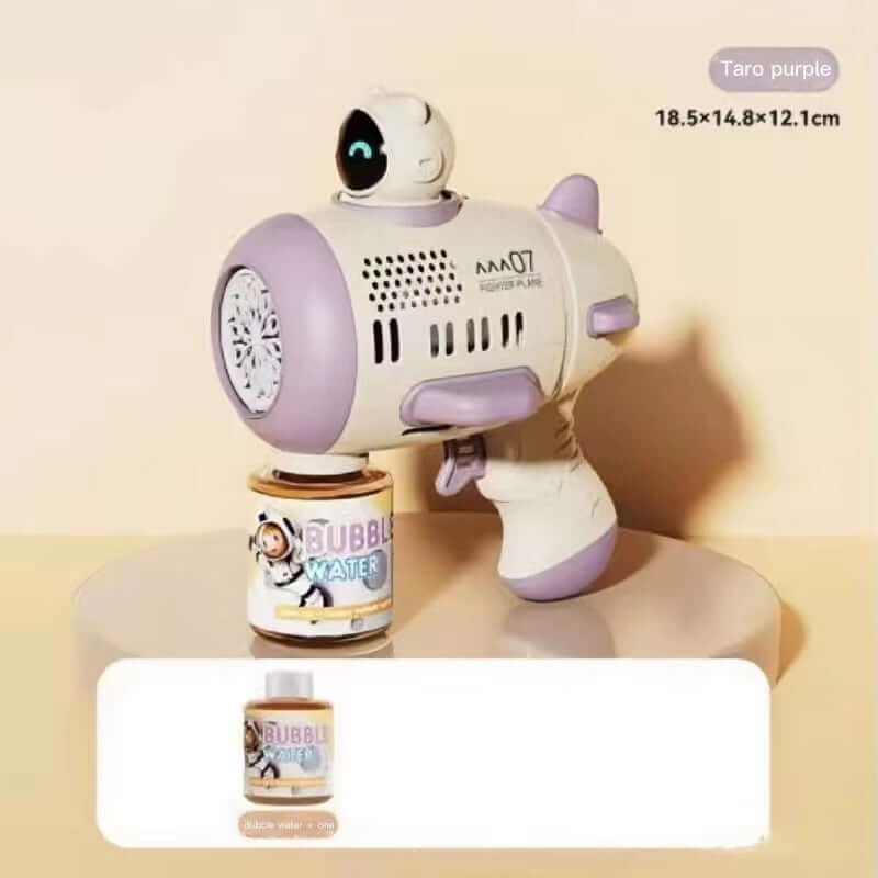 Purple Bubble Machine for Children Automatic Bazooka Bubble with Light Bubble Blower for Kids Soap Bubble Outdoor Toysspaceman