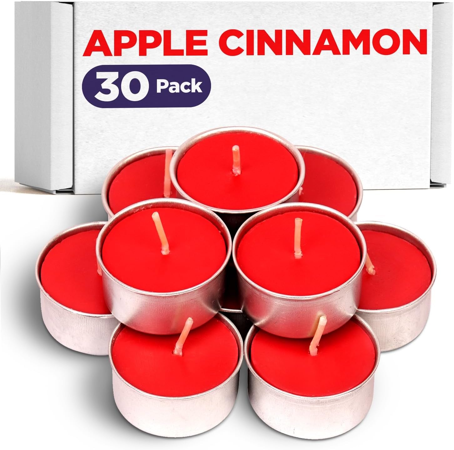 Apple Cinnamon Candles Fall Candles Scented Tea Lights Candles - 30 Pack Fall Candle Cinnamon Candle Apple Candle - 3-4 Hour Burn Time Tea Candles