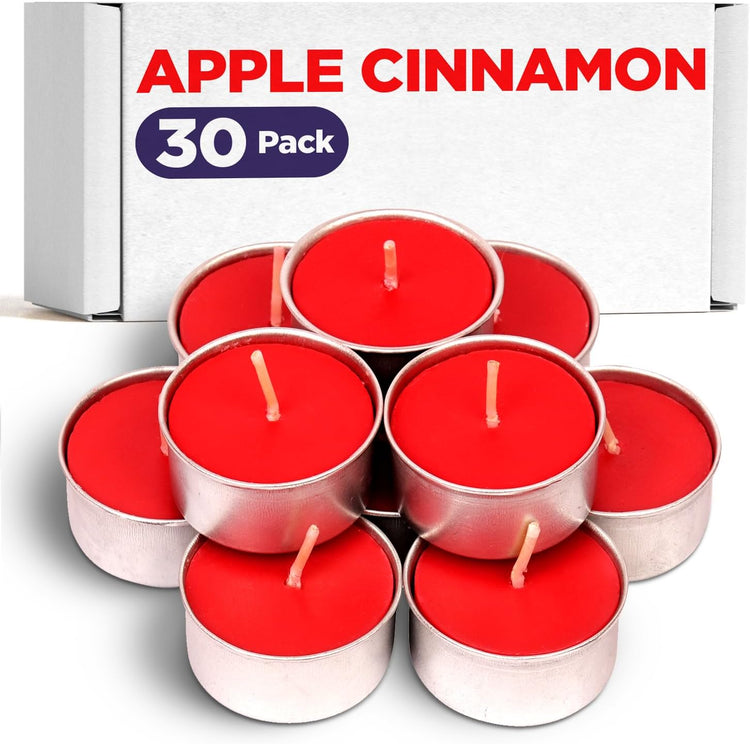 Apple Cinnamon Candles Fall Candles Scented Tea Lights Candles - 30 Pack Fall Candle Cinnamon Candle Apple Candle - 3-4 Hour Burn Time Tea Candles
