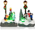 Christmas Village Set: 2-Piece Snowman & Santa LED Tabletop Decor