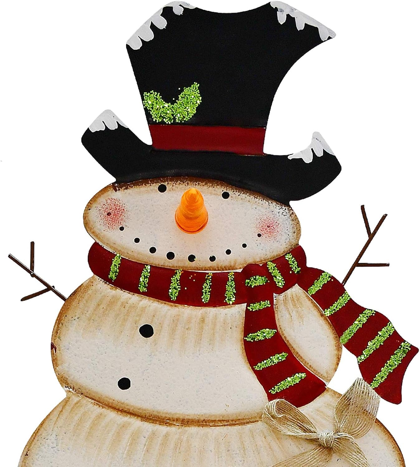 Christmas Snowman Garden Stake Decor Snowman Decoration, Outdoor Metal Yard Sign Lawn Stake LED Battery Operated Blinking Nose Christmas Snowman Yard Decor Holiday Decoration (Batteries Not Included)