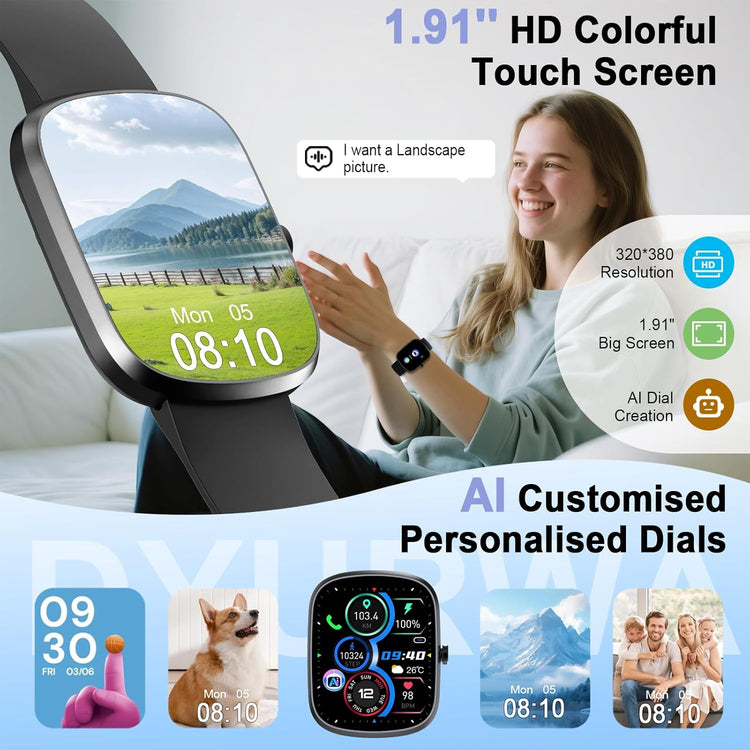 AI Smart Watch for Men Women, Fitness Watch Chatgpt-Ai, Smart Watches with AI Health Analysis Heart Rate Sleep Monitor, 1.91"HD Activity Trackers IP68 Waterproof, 110+Sport Smartwatch for Ios Android