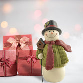 4.25" H Smiling Resin Snowman with Birds&