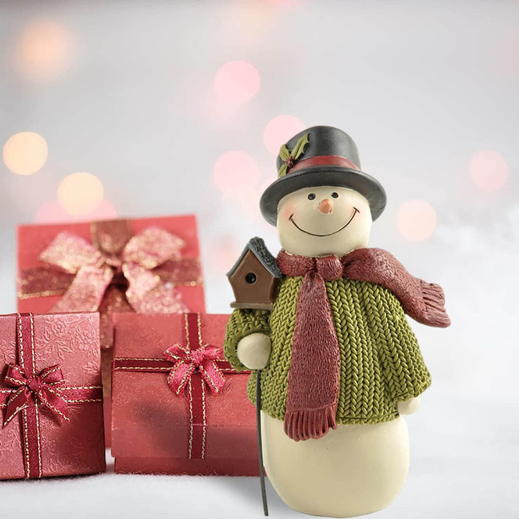 4.25" H Smiling Resin Snowman with Birds&