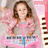 Baby Piano Toys for Kids, Toddlers Piano Keyboard Instrument with Microphone, 37 Keys Piano Toys Educational Musical Gift for 2 3 4 5 6 Year Old Girls, Pink