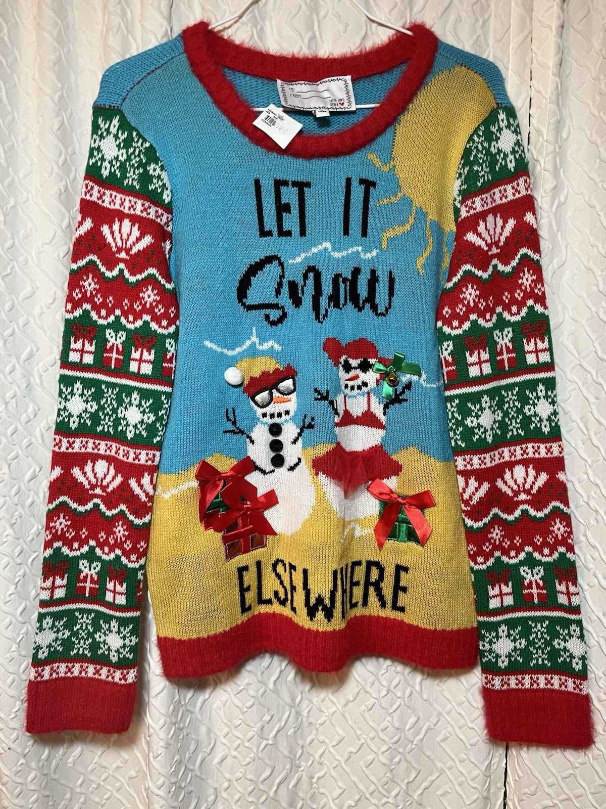 Ugly Christmas Sweater Snowman at the Beach Sz Medium NWT