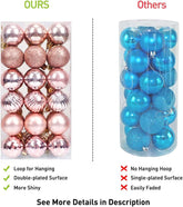 Christmas Balls Ornaments for Xmas Tree, 36Ct Plastic Shatterproof Baubles Colored and Glitter Christmas Party Decoration 1.6Inch Set