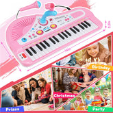 Baby Piano Toys for Kids, Toddlers Piano Keyboard Instrument with Microphone, 37 Keys Piano Toys Educational Musical Gift for 2 3 4 5 6 Year Old Girls, Pink