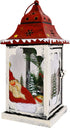 Christmas Lantern Decoration with LED Light Metal Hanging Lanterns Decorative Christmas Lantern Centerpiece with Hand Painted Santa Pattern