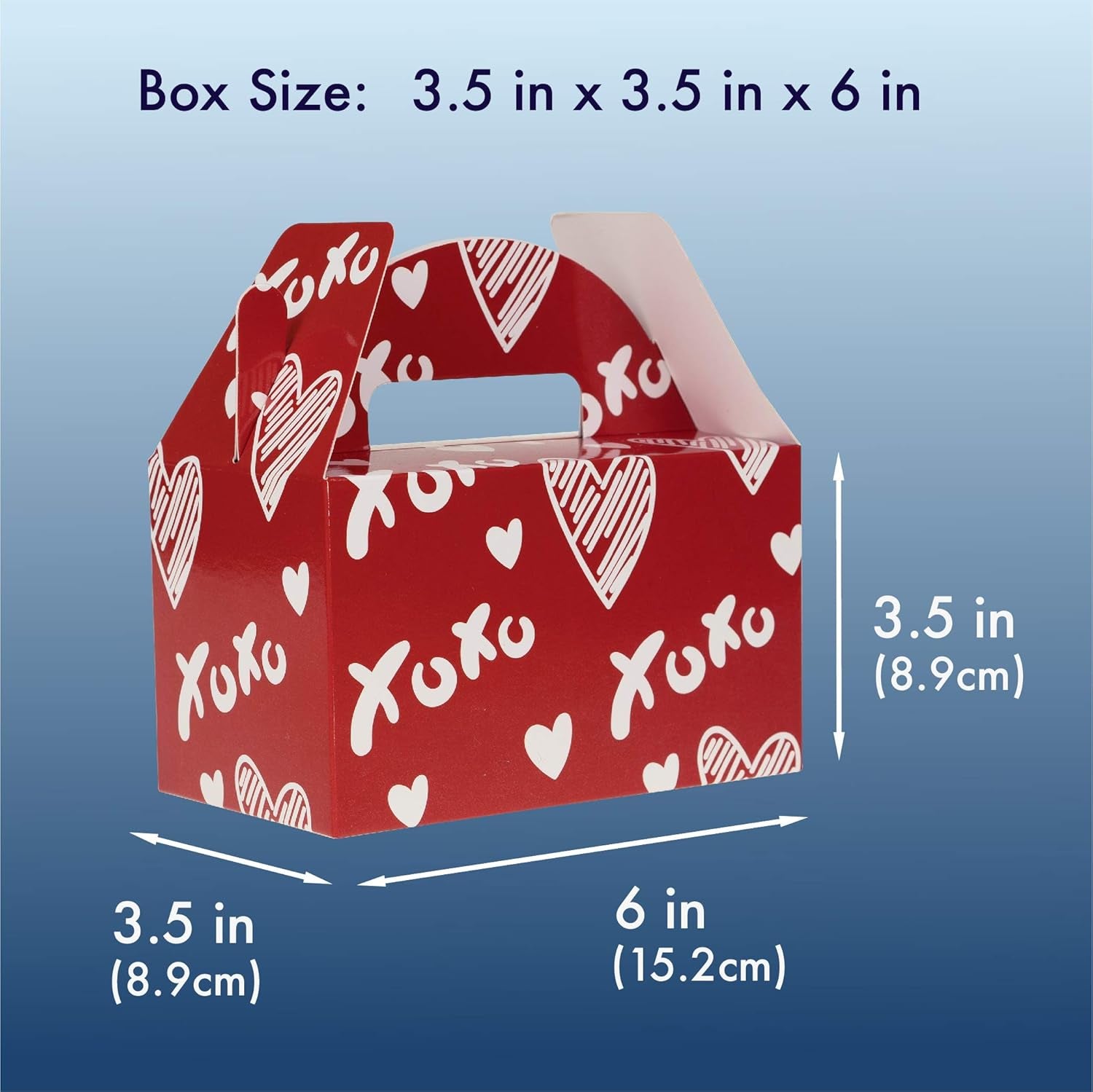 Valentine Boxes for Treats, 24-Pack Valentines Day Treat Boxes, 4 Doodle Designs, Paper Valentine&
