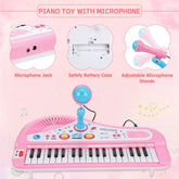 Baby Piano Toys for Kids, Toddlers Piano Keyboard Instrument with Microphone, 37 Keys Piano Toys Educational Musical Gift for 2 3 4 5 6 Year Old Girls, Pink