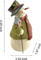 4.25" H Smiling Resin Snowman with Birds&