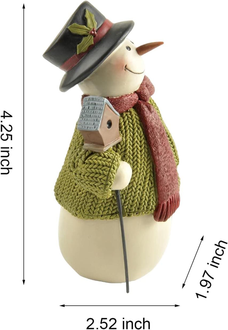 4.25" H Smiling Resin Snowman with Birds&