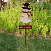 Christmas Snowman Garden Stake Decor Snowman Decoration, Outdoor Metal Yard Sign Lawn Stake LED Battery Operated Blinking Nose Christmas Snowman Yard Decor Holiday Decoration (Batteries Not Included)