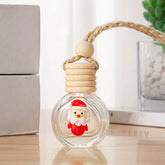 Mini Air Freshener Bottle Christmas Car Perfume Bottle Decoration Festive Wood Lid Cute Santa Snowman Tree Elk Design Glass