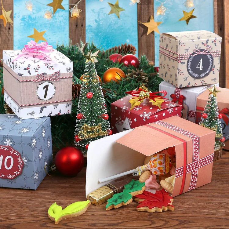 Christmas Advent Calendar 2025 with festive gift boxes for kids and adults, filled with surprises and treats.