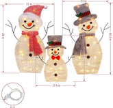 Pre-Lit Collapsible Snowman Family with 60 Lights for Outdoor Christmas Decor