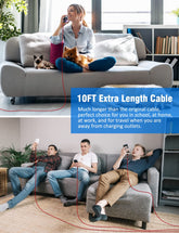 Magnetic Charging Cable[3-Pack, 10Ft], 540° Rotation Magnetic Cable, 3 in 1 Nylon Braided Magnetic Phone Charger Compatible with Micro USB and Type C - Red