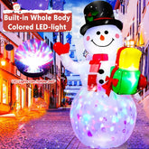 5FT Inflatable Christmas Snowman with Rotating LED Lights for Outdoor Decor