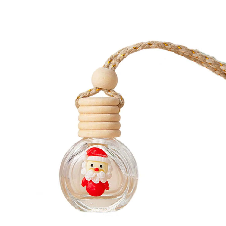 Mini Air Freshener Bottle Christmas Car Perfume Bottle Decoration Festive Wood Lid Cute Santa Snowman Tree Elk Design Glass