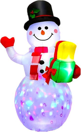 5FT Inflatable Christmas Snowman with Rotating LED Lights for Outdoor Decor