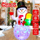 5FT Inflatable Christmas Snowman with Rotating LED Lights for Outdoor Decor
