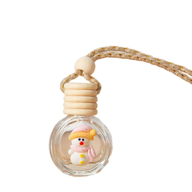 Mini Air Freshener Bottle Christmas Car Perfume Bottle Decoration Festive Wood Lid Cute Santa Snowman Tree Elk Design Glass