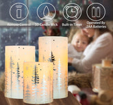 Christmas Flameless Pillar Candles, Holiday Led Candles with Timer Remote, Silver Battery Operated Flickering Candles for Christmas Home Decorations, Centerpiece.